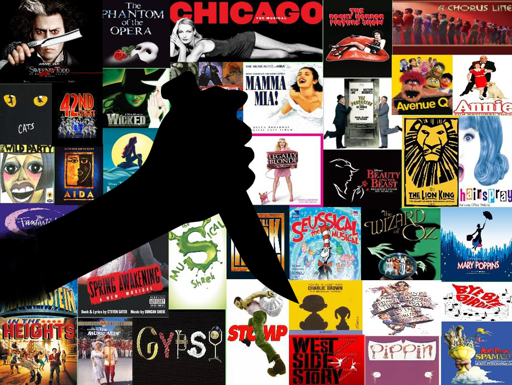 Musicals collage with knife