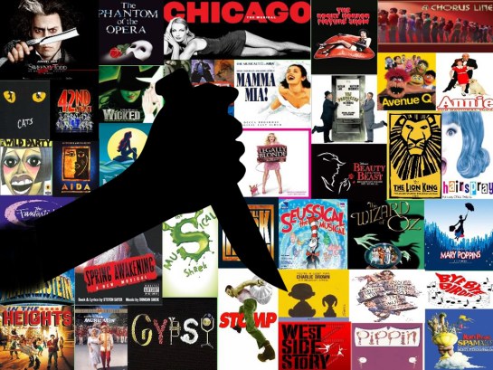 Musicals collage with knife