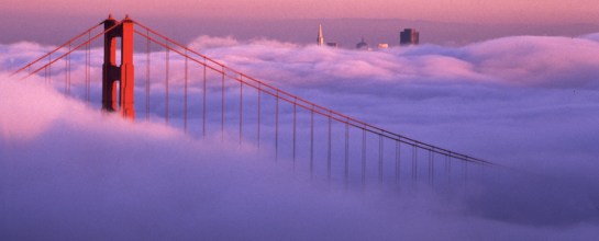 golden gate bridge in fog