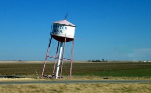 Leaning water tower