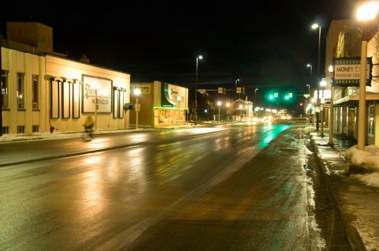 bismarck night snow downtown