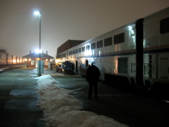 empire builder station night winter