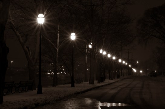 streetlamps snow