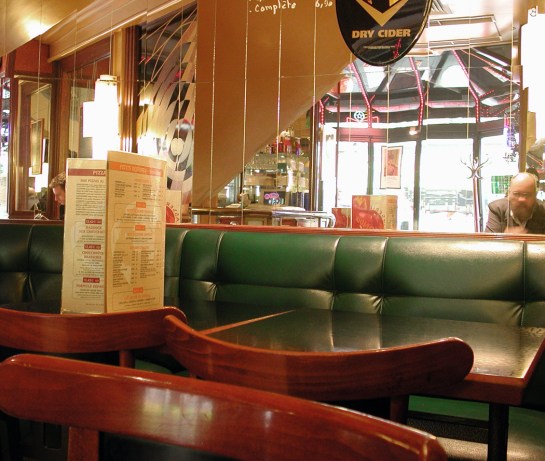 cafe with author in corner