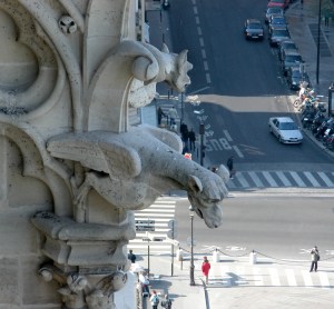 NDP gargoyle over street